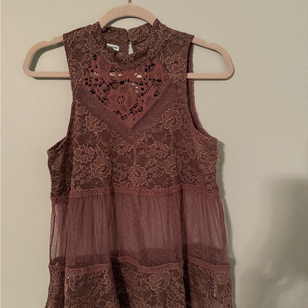 Maurices light brown Embellished Blouse with Mandarin Collar